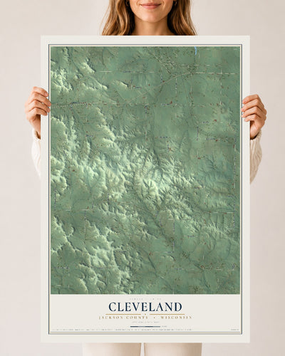 Map of Cleveland, Jackson County, Wisconsin, 24 x 36 inch unframed archival matte print