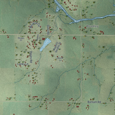 Second close-up of the map of Cleveland, Marathon County, Wisconsin print showing more streets and buildings