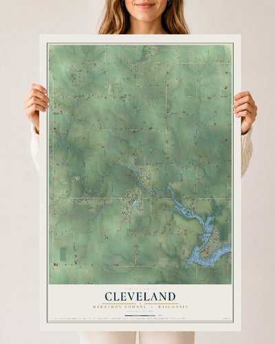 Map of Cleveland, Marathon County, Wisconsin, 24 x 36 inch unframed archival matte print