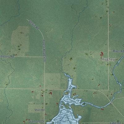 Second close-up of the map of Cleveland, Taylor County, Wisconsin print showing more streets and buildings