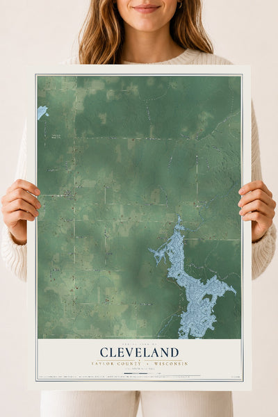 Map of Cleveland, Taylor County, Wisconsin, 18 x 24 inch unframed archival matte print