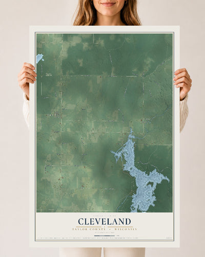 Map of Cleveland, Taylor County, Wisconsin, 24 x 36 inch unframed archival matte print