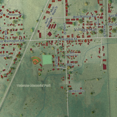 Second close-up of the map of Cleveland, Manitowoc County, Wisconsin print showing more streets and buildings