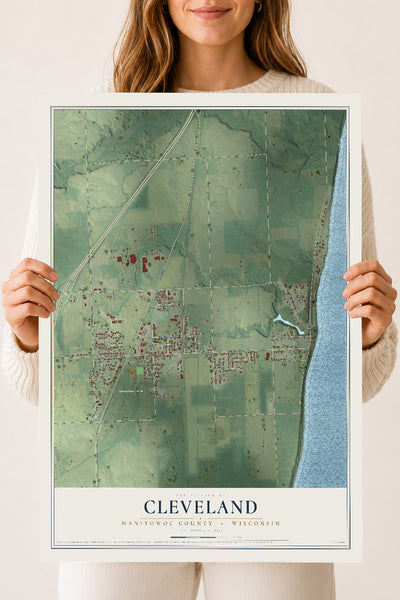 Map of Cleveland, Manitowoc County, Wisconsin, 18 x 24 inch unframed archival matte print
