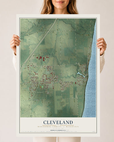 Map of Cleveland, Manitowoc County, Wisconsin, 24 x 36 inch unframed archival matte print
