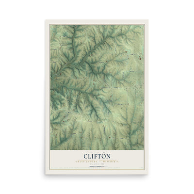 Map of Clifton, Grant County, Wisconsin, 12 x 18 inch unframed archival matte print