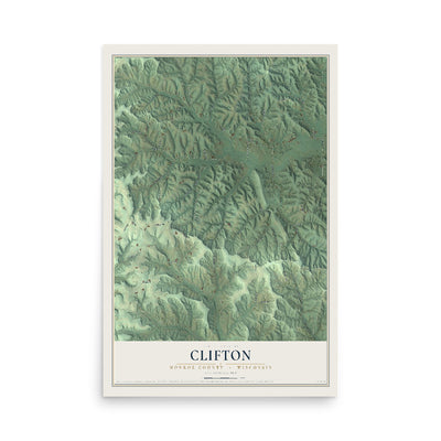 Map of Clifton, Monroe County, Wisconsin, 12 x 18 inch unframed archival matte print