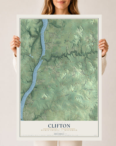 Map of Clifton, Pierce County, Wisconsin, 24 x 36 inch unframed archival matte print