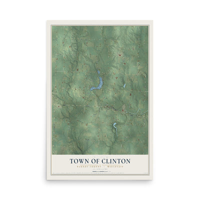 Map of the Town of Clinton, Barron County, Wisconsin, 12 x 18 inch unframed archival matte print
