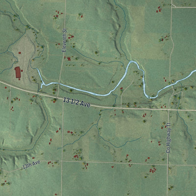 Second close-up of the map of the Town of Clinton, Barron County, Wisconsin print showing more streets and buildings