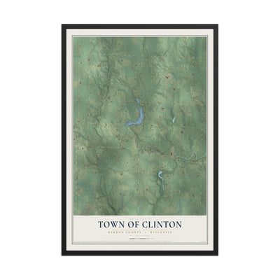 Map of the Town of Clinton, Barron County, Wisconsin, 12 x 18 inch print in a black wood frame
