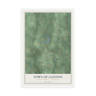 Map of the Town of Clinton, Barron County, Wisconsin, 12 x 18 inch print in a white wood frame
