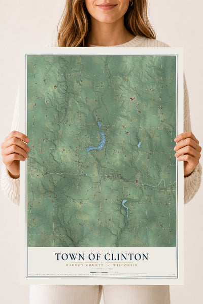 Map of the Town of Clinton, Barron County, Wisconsin, 18 x 24 inch unframed archival matte print