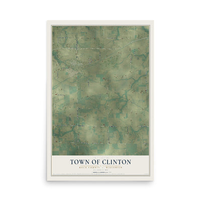 Map of the Town of Clinton, Rock County, Wisconsin, 12 x 18 inch unframed archival matte print