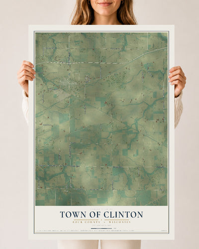 Map of the Town of Clinton, Rock County, Wisconsin, 24 x 36 inch unframed archival matte print