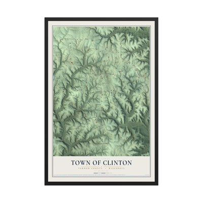 Map of the Town of Clinton, Vernon County, Wisconsin, 12 x 18 inch print in a black wood frame