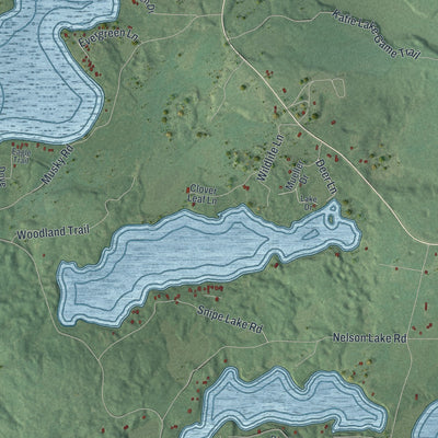 Second close-up of the map of Cloverland, Vilas County, Wisconsin print showing more streets and buildings