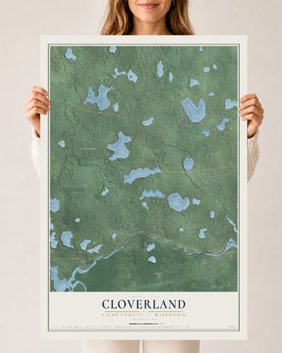 Map of Cloverland, Vilas County, Wisconsin, 24 x 36 inch unframed archival matte print