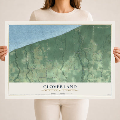 Map of Cloverland, Douglas County, Wisconsin, 18 x 24 inch unframed archival matte print