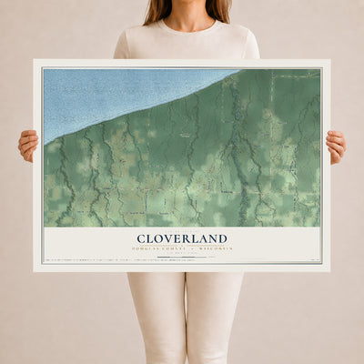 Map of Cloverland, Douglas County, Wisconsin, 24 x 36 inch unframed archival matte print