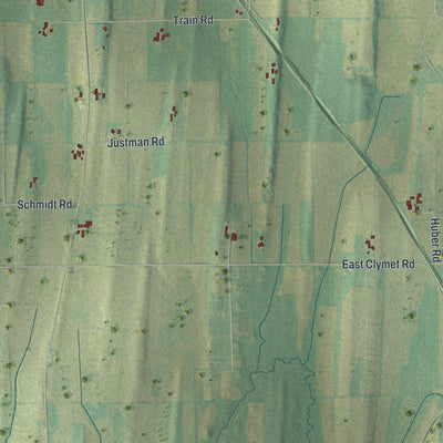 Second close-up of the map of the Town of Clyman, Wisconsin print showing more streets and buildings