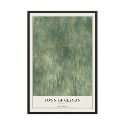 Map of the Town of Clyman, Wisconsin, 12 x 18 inch print in a black wood frame