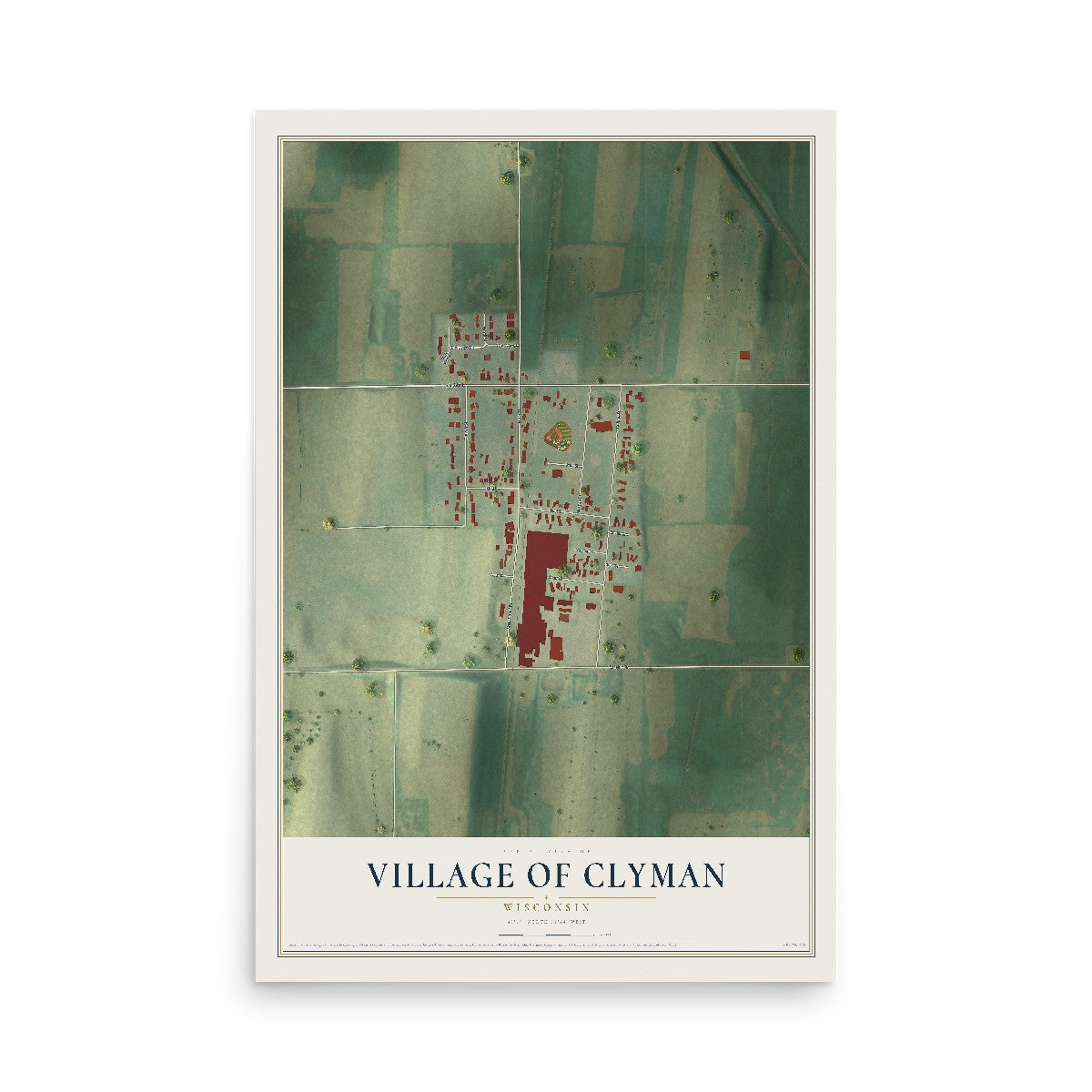 Map of Clyman, Wisconsin, 12 x 18 inch unframed archival matte print