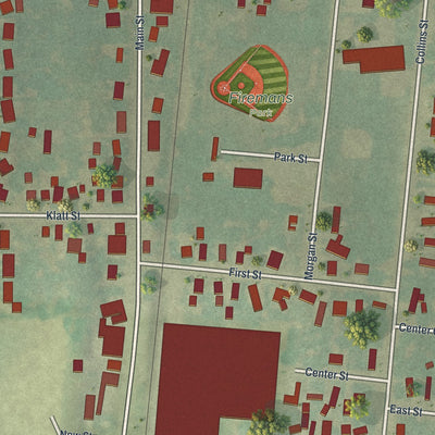 Close-up of the map of Clyman, Wisconsin print showing street and building detail