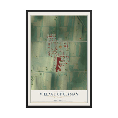 Map of Clyman, Wisconsin, 12 x 18 inch print in a black wood frame