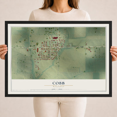 Map of Cobb, Wisconsin, 18 x 24 inch print in a black wood frame