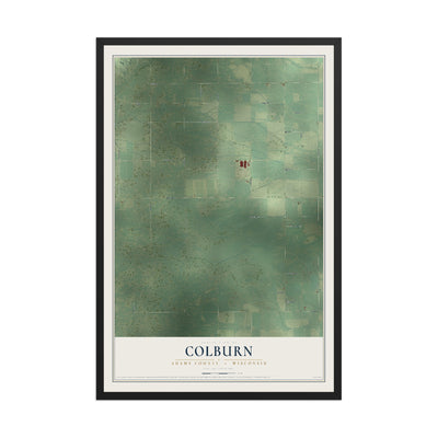 Map of Colburn, Adams County, Wisconsin, 12 x 18 inch print in a black wood frame