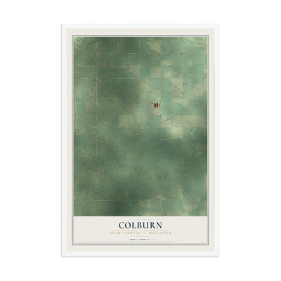 Map of Colburn, Adams County, Wisconsin, 12 x 18 inch print in a white wood frame