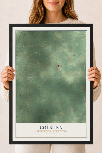 Map of Colburn, Adams County, Wisconsin, 18 x 24 inch print in a black wood frame