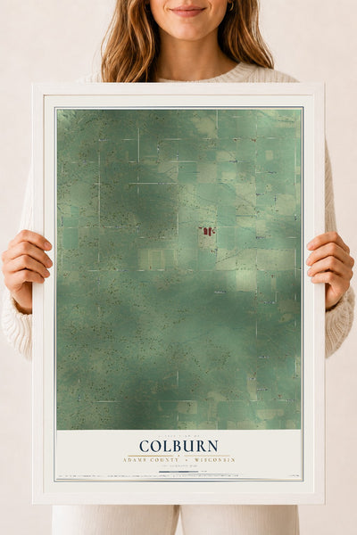 Map of Colburn, Adams County, Wisconsin, 18 x 24 inch print in a white wood frame