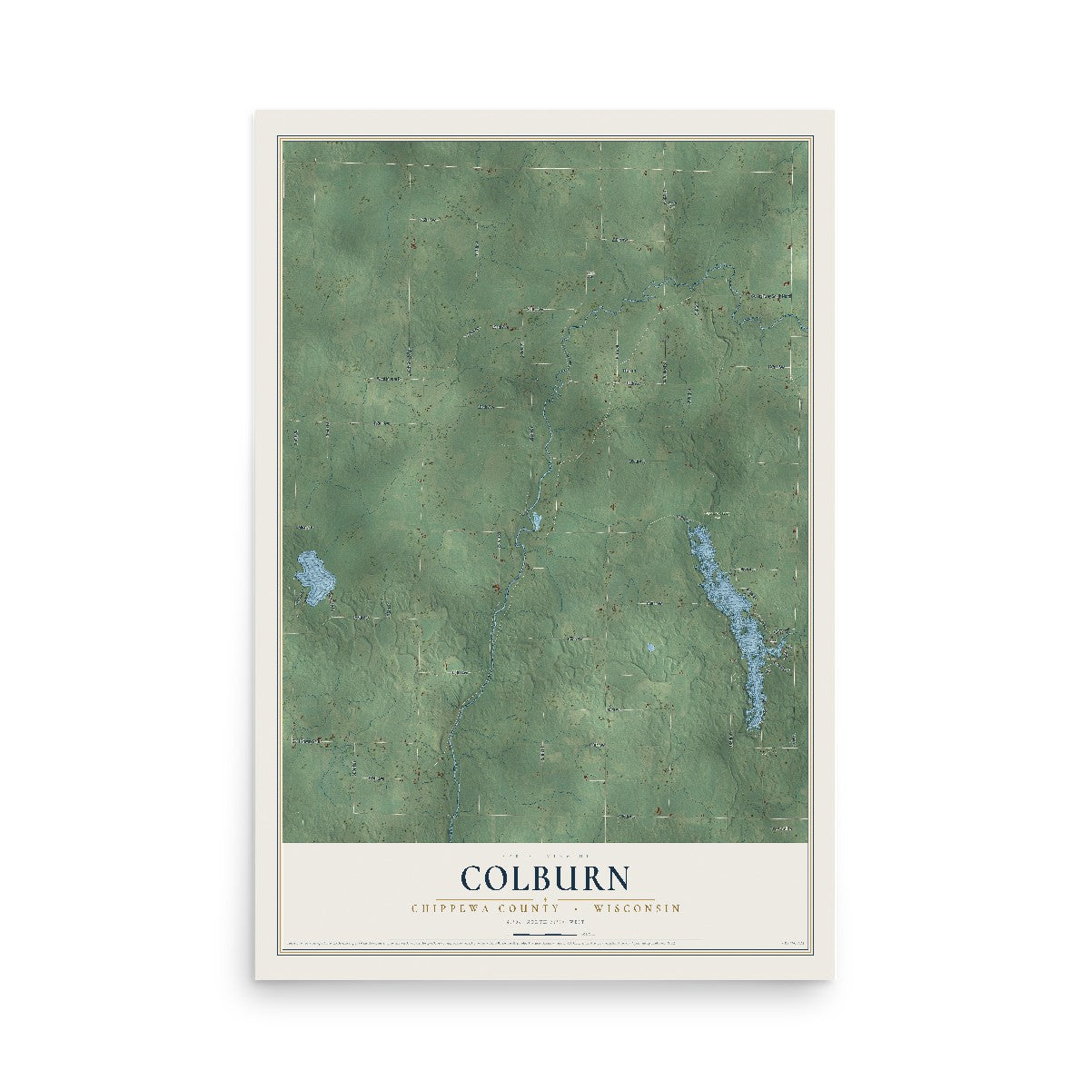 Map of Colburn, Chippewa County, Wisconsin, 12 x 18 inch unframed archival matte print