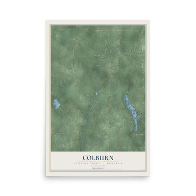 Map of Colburn, Chippewa County, Wisconsin, 12 x 18 inch unframed archival matte print