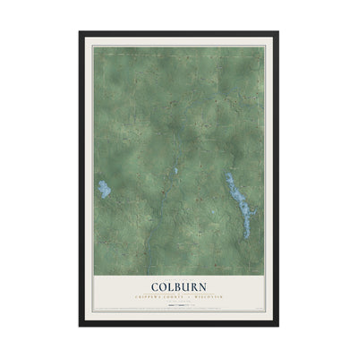 Map of Colburn, Chippewa County, Wisconsin, 12 x 18 inch print in a black wood frame