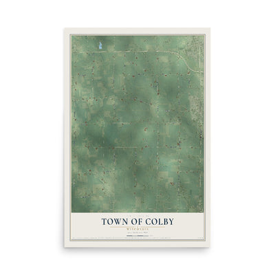 Map of the Town of Colby, Wisconsin, 12 x 18 inch unframed archival matte print