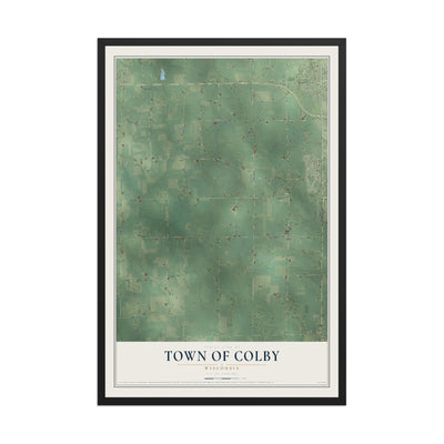 Map of the Town of Colby, Wisconsin, 12 x 18 inch print in a black wood frame