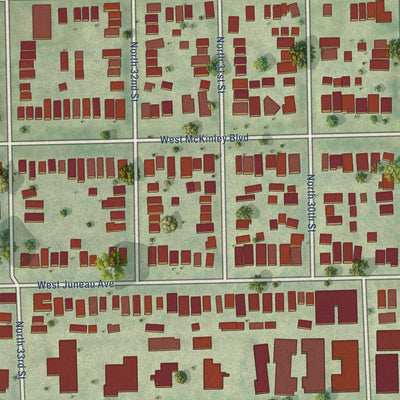 Close-up of the map of Cold Spring Park, Wisconsin print showing street and building detail