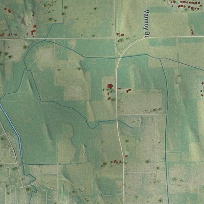 Close-up of the map of Cold Spring, Wisconsin print showing street and building detail