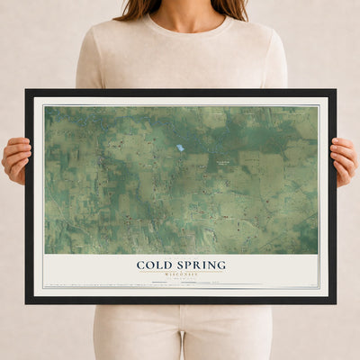 Map of Cold Spring, Wisconsin, 12 x 18 inch print in a black wood frame