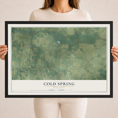 Map of Cold Spring, Wisconsin, 18 x 24 inch print in a black wood frame