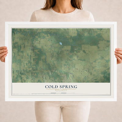 Map of Cold Spring, Wisconsin, 18 x 24 inch print in a white wood frame