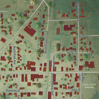 Close-up of the map of Coleman, Wisconsin print showing street and building detail