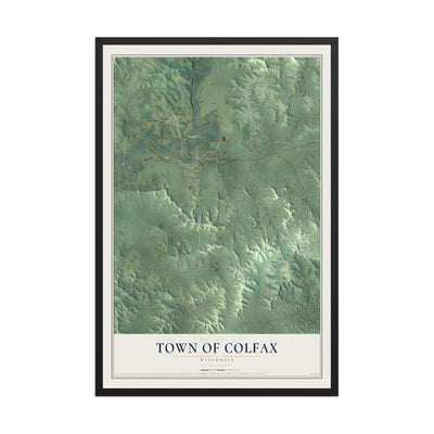 Map of the Town of Colfax, Wisconsin, 12 x 18 inch print in a black wood frame