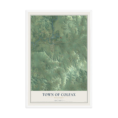 Map of the Town of Colfax, Wisconsin, 12 x 18 inch print in a white wood frame