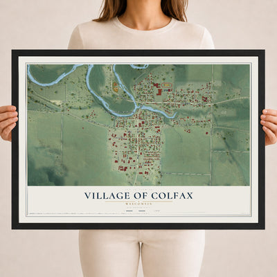 Map of Colfax, Wisconsin, 18 x 24 inch print in a black wood frame