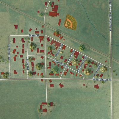 Close-up of the map of Collins, Wisconsin print showing street and building detail