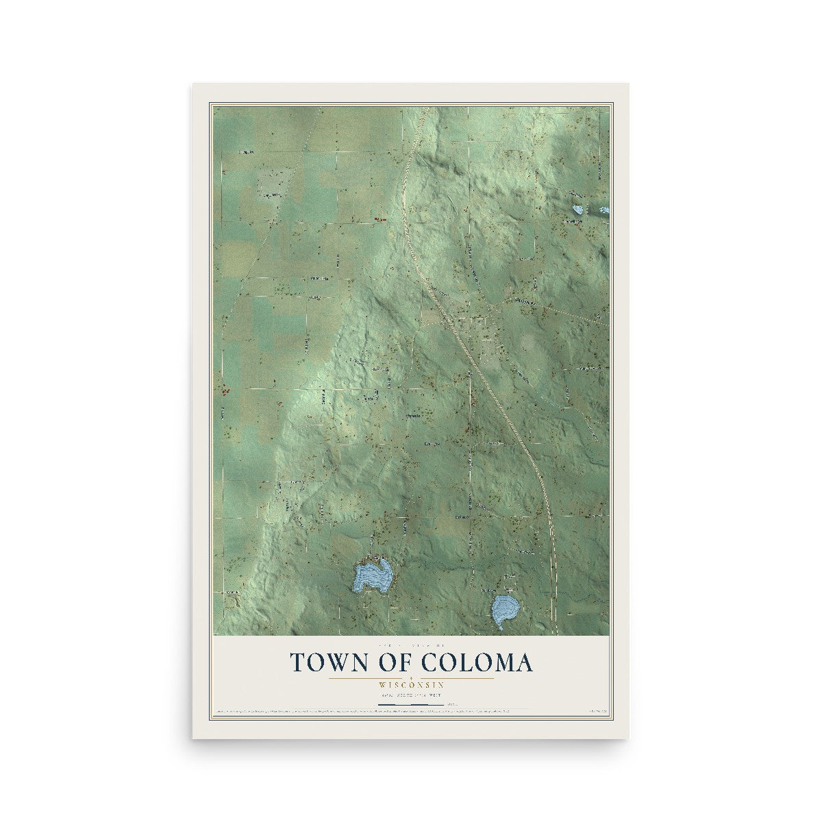 Map of the Town of Coloma, Wisconsin, 12 x 18 inch unframed archival matte print
